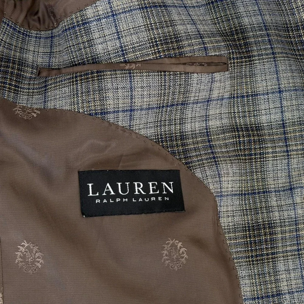Lauren Ralph Lauren Sport Coat‎ Mens 38R Gray Plaid Blazer Classic Tailored